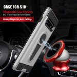 Wholesale Galaxy S10+ (Plus) Metallic Plate Stand Case Work with Magnetic Mount Holder (Silver)